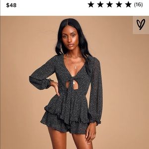 Cammy Black White Print Tie-Front Skort Romper